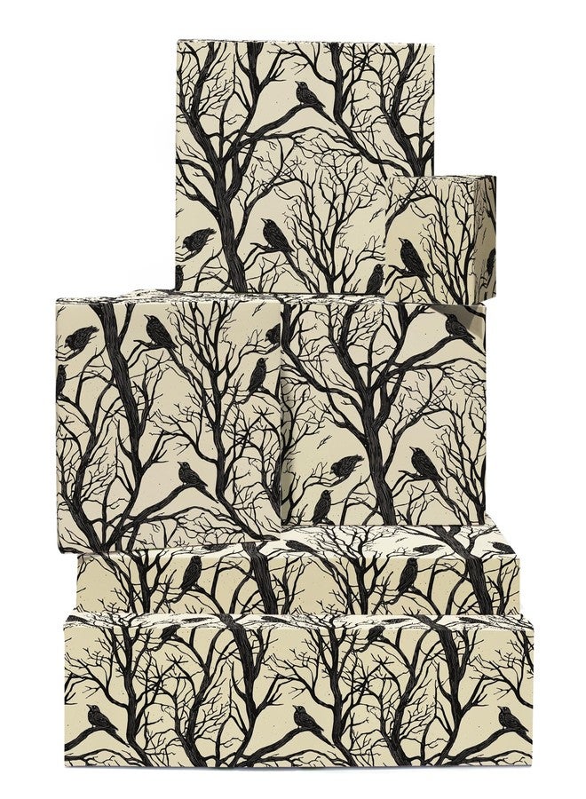 CENTRAL 23 Birthday Wrapping Paper For Men Women - 6 Sheets Of Gift Wrap - Crows On Trees - Forest - Gothic - Fall Wrapping Paper - Halloween - Comes With Stickers - Recyclable - Image 1